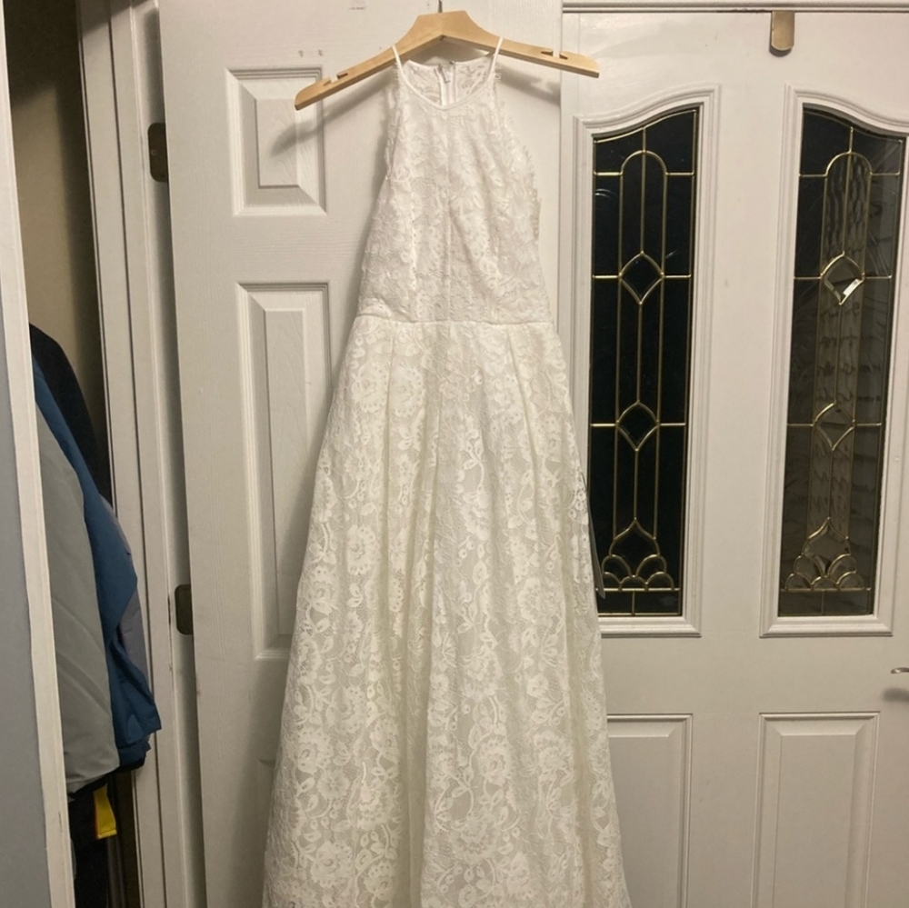 Floor length, all-lace, halter top wesding asos dress NWOT
